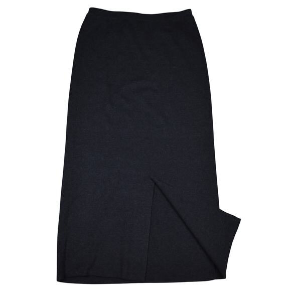 Vintage Jeanne Pierre charcoal gray cotton sweater knit maxi skirt size large - Picture 5 of 5